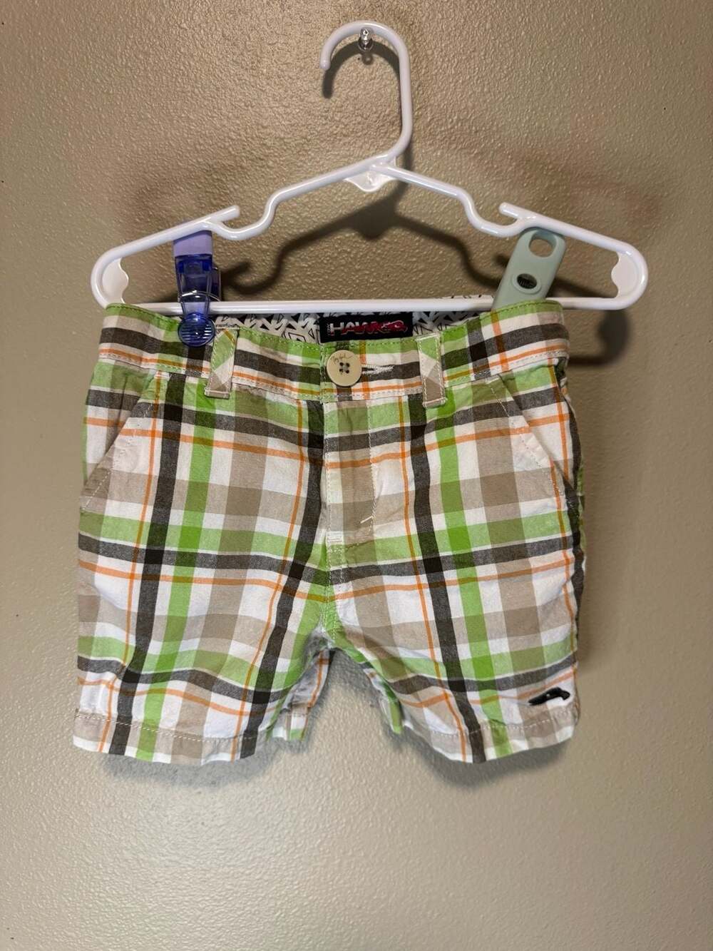 Tony Hawk Boys Green Plaid Shorts Size 18M